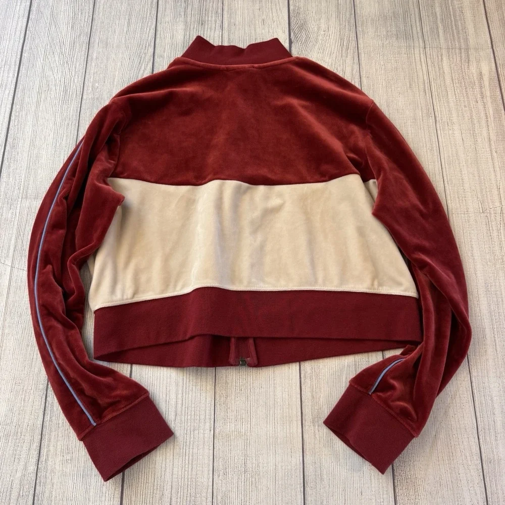 NIKE Women's Sportswear Velour Color Block Zip Active Jacket Red Size Large